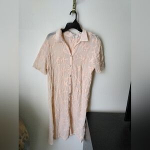 Jen's Pirate Booty Women's Sheer Beach Button Down Peach Cover Up Size S